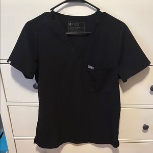 Figs Black Short Sleeve Tee Classic Crew Neck